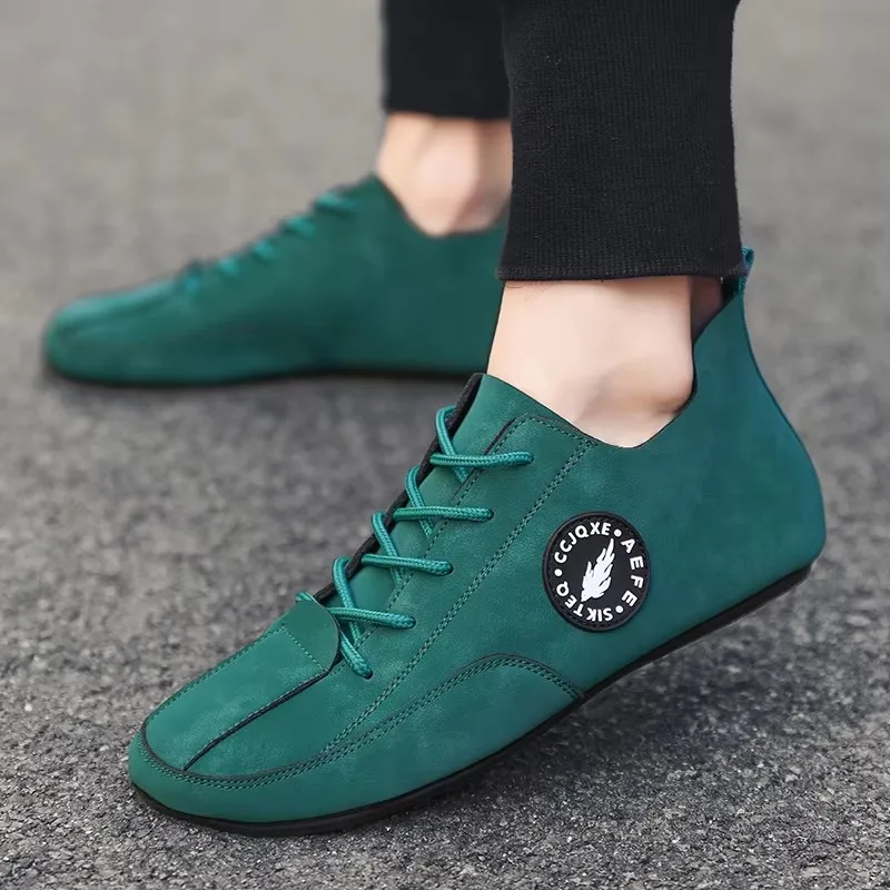 Men's Casual Loafers Lightweight Driving Thin Bottom Soft Sole Non Slip Lace-up Walking Shoes