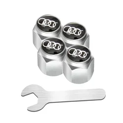 Luxury Car Wheel Tire Valve Caps - Dust - proof Rim Stem Covers (4 and 1 B - Silver)