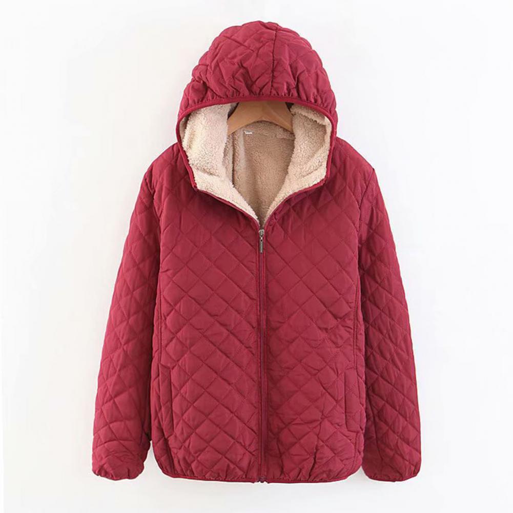 Women's Jacket Warm Lamb Fleece Parkas Winter Jackets Winter New Mid Length Korean Edition Hooded Fit Plus Fleece Cotton Coat
