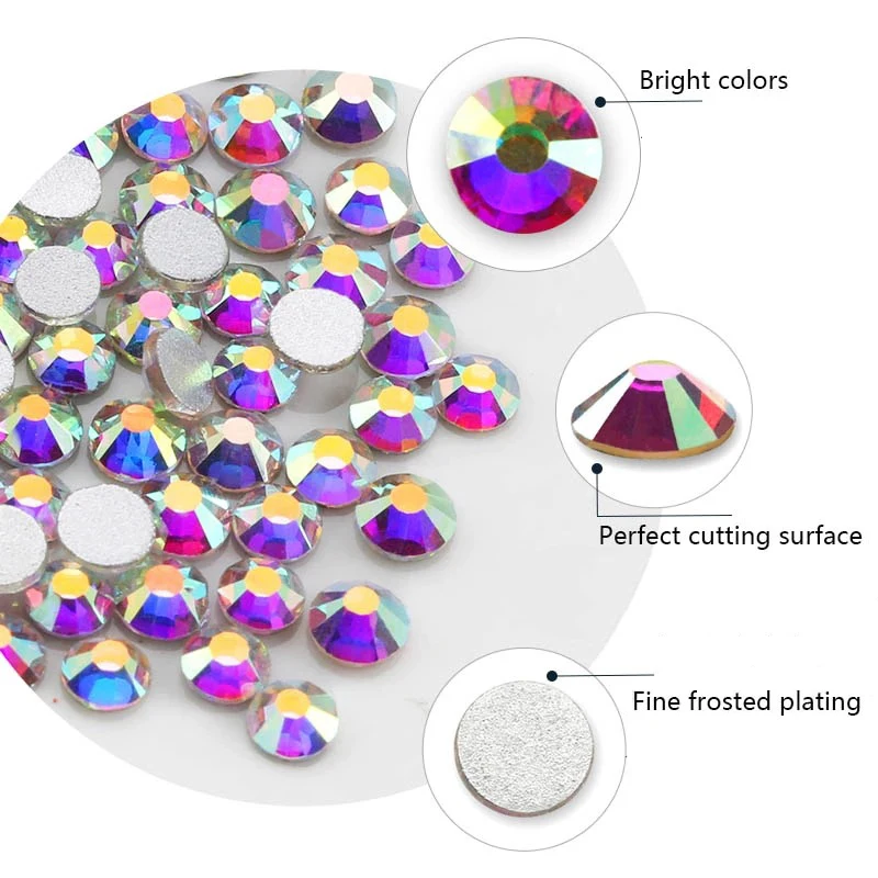 Wholesale 14400PCS/Bag Crystal AB Glitter Non Hotfix Rhinestones Nails Charms Diamond Accessories for Nail Art Decoration 4