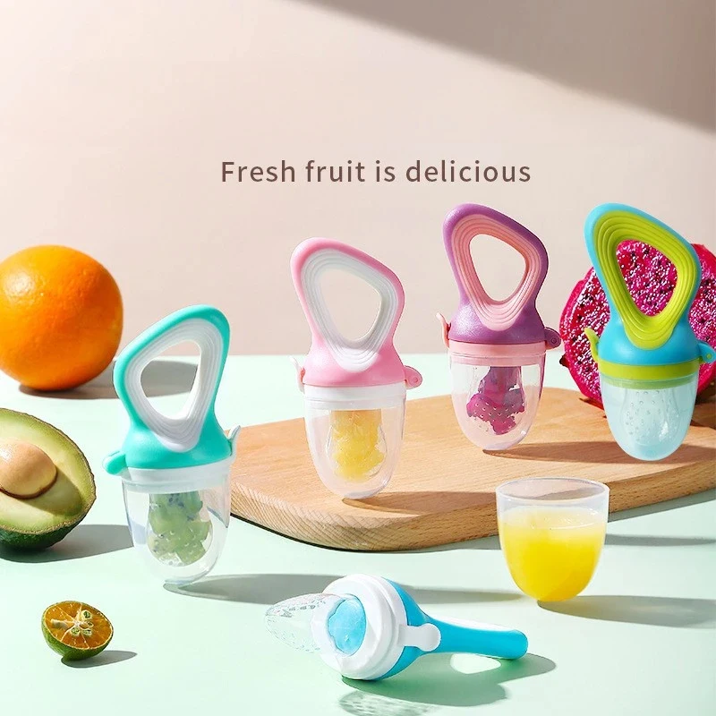5 in 1 Baby Fruit Feeder with Nipple Set Baby Silicone Mesh Bag Pacifier Fruit and Vegetable Feeder Nursing Toddler Teething Toy 6