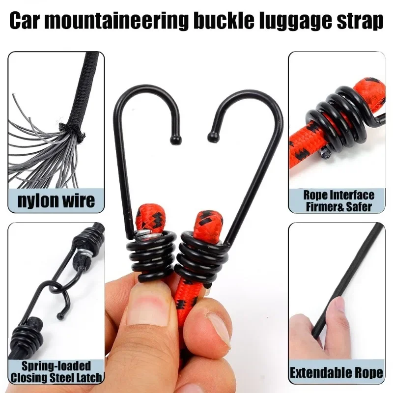 Motorcycle Luggage Strap Car Luggage Strap Rope Cargo Luggage Fixed Straps Elastic Rubber Tie Bicycle Motorcycle Riding Equipment 150/120/100/80/60/40cm