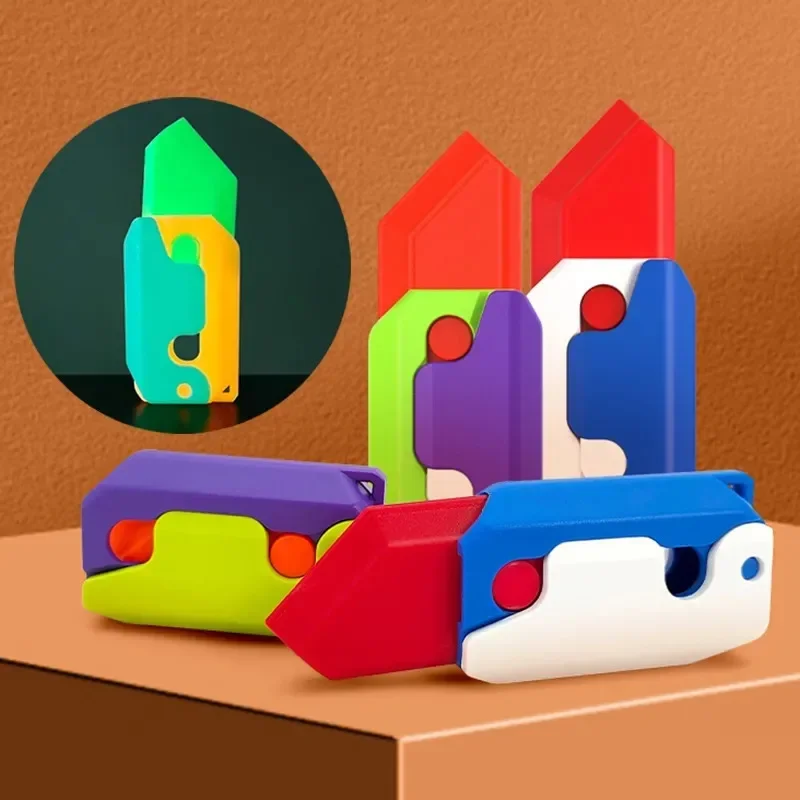 Gravity 3D Printing Decompression Carrot Knife Mini Plastic Knife Fidget Toy
