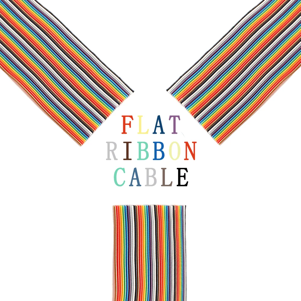 1/3/5Meter 6/8/10/16/18/20/26/34/40P 1.27mm Pitch Flat Ribbon Cable Rainbow DuPont Wire For IDC 2.54mm FC Connector