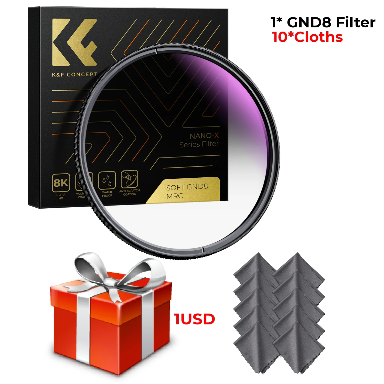 Kit de Filtros K&F Concept MCUV CPL ND4 58mm Revestimiento Serie Nano