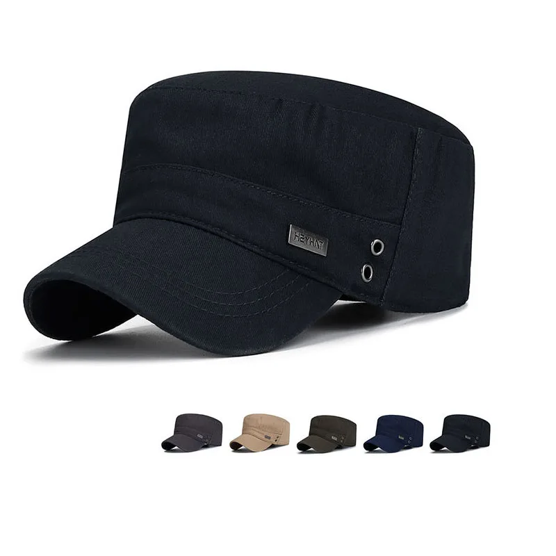 

Four Seasons Flat Top Hat Men'S Simple Cotton Peaked Hat Fashion Baseball Cap Casual Cap, Commuter Sunshade Hat