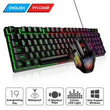 Teclado de borracha com fio teclado russo mouse gamer mouse gamer teclado de borracha