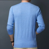 Men's knit sweater round neck bottoming sweater thin section Slim pullover solid color 2