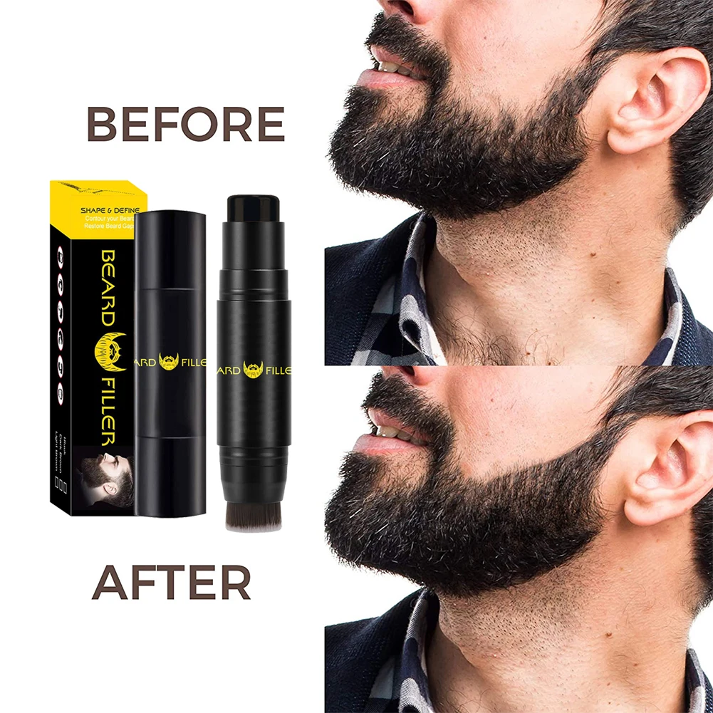 Beard Powder Long-lasting Beard Filling Stick Repair Stamp Waterproof Shaping Pen Brush Fuller Filler Moustache Enhancer Pen