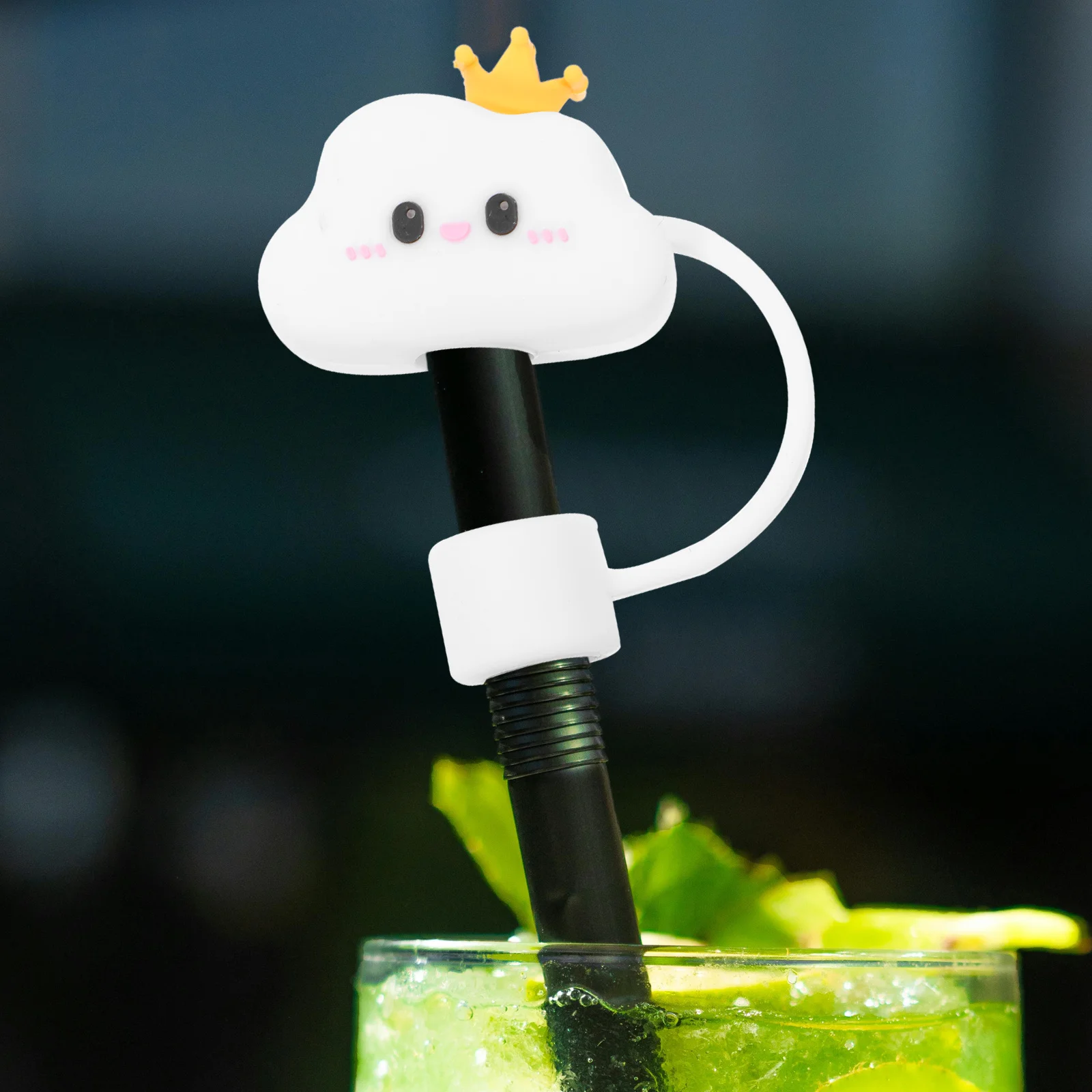 4Pcs Crown Cloud Straw Cap Silicone Tips Hat Lid Toppers Cute Straw Cover For Tumbler Cup Accessories Reusable Food Grade