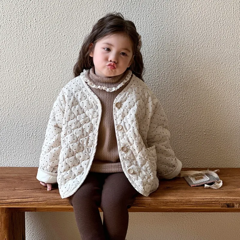 Korean New Thickened Girl Winter Cotton Coat for Baby Girls Warm Cotton Jacket