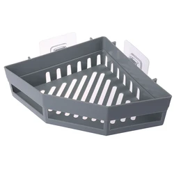 Triangular Bathroom Corner Shower Caddy Shelf and Storage Organizer (Gray)