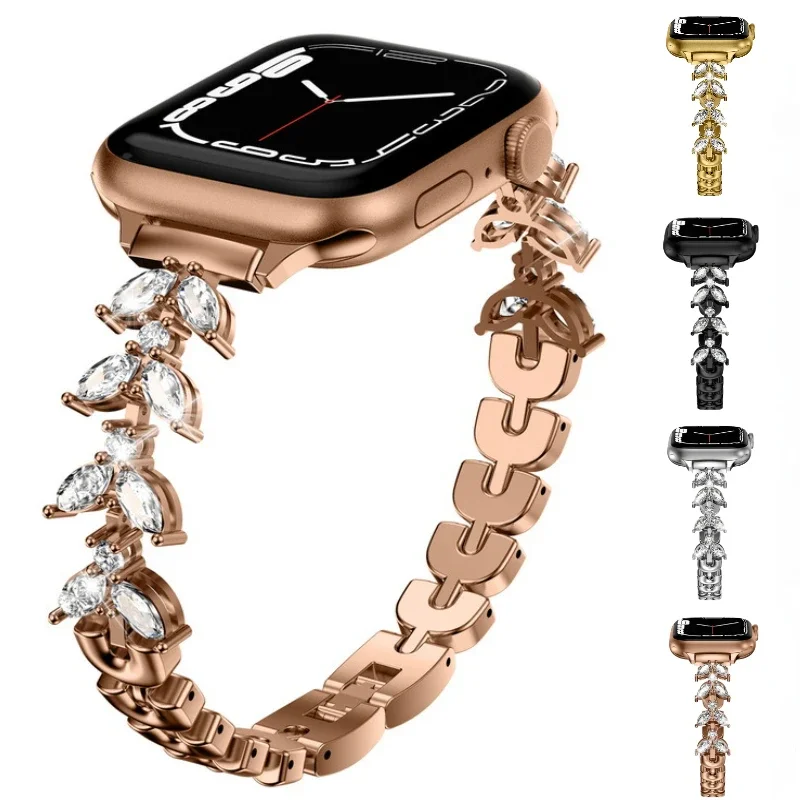 Slim Metal Diamond Strap For Apple Watch Ultra 49mm 9 8 7 41mm 45mm 44mm 40mm 42mm 38mm Women Bracelet band iWatch 6 5 4 SE Belt