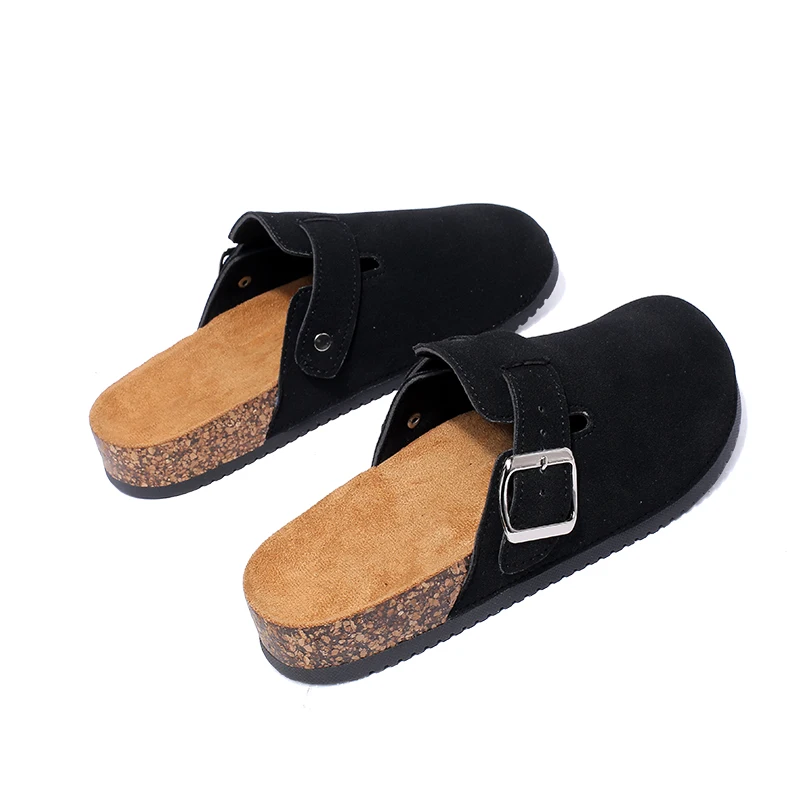 Children's 2026 New Classic Style Buckle Strap Closed-Toe Mules with Cork Sole, Comfortable Casual Sandals for Spring, Summer, and Autumn, Suitable for Indoor and Outdoor Wear, Simple and Versatile Children's Shoes, Perfect for Daily Outings and Home Relaxation
