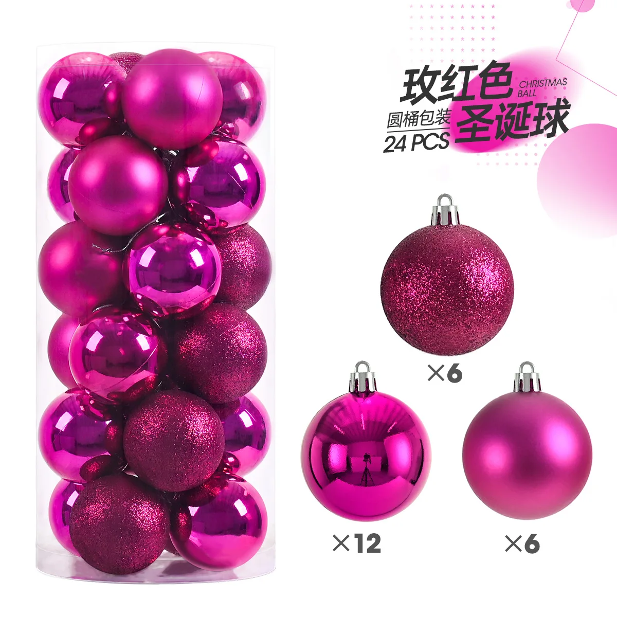 24 bolas de Navidad de 3 cm, adornos para árbol de Navidad, bolas colgantes para árbol de Navidad, decoración para árbol de Navidad, regalo de Año Nuevo