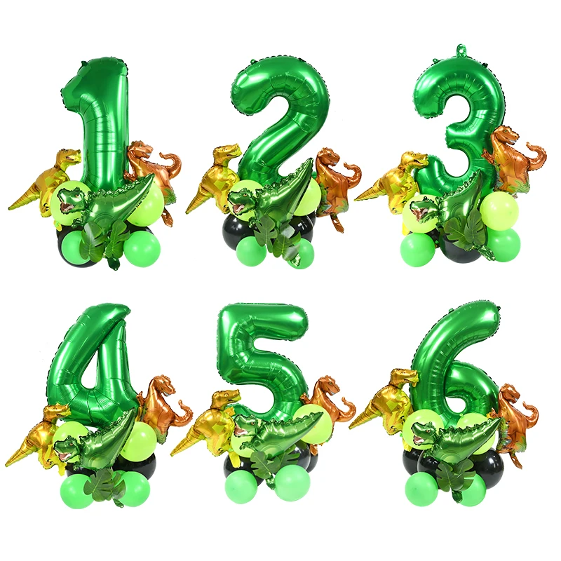 

18Pcs/Set Dinosaur Number Foil Balloon Animal Balloons Safari Jungle Theme Birthday Party Decoration Baby Shower Supplies