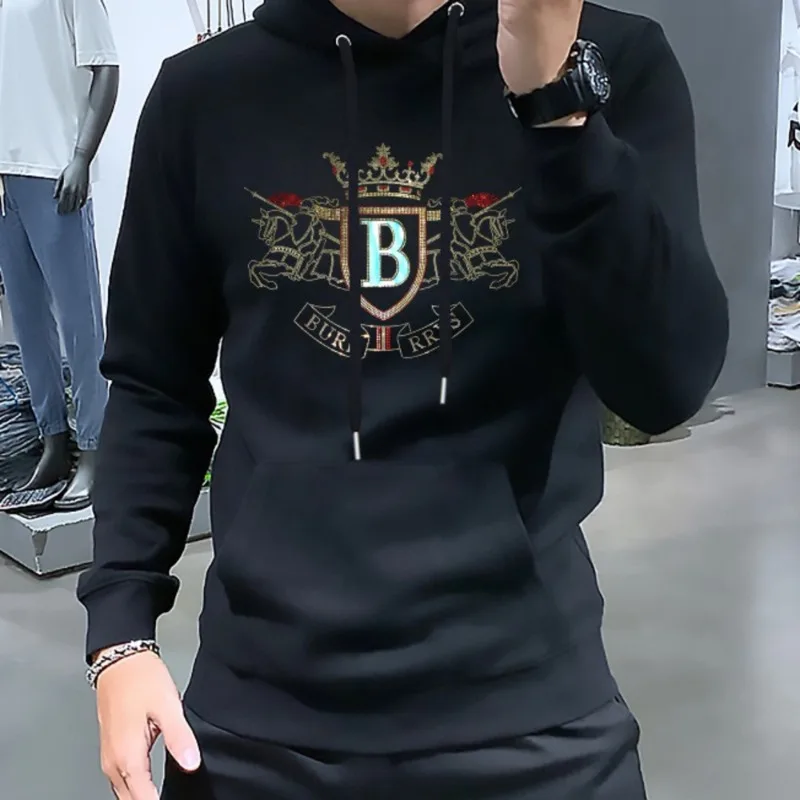 

Men's Hooded Heavy Craft Bead Patch Embroidery with Hot Personalized Leisure Long Sleeve Pullover Hoodie Poleron Hombre