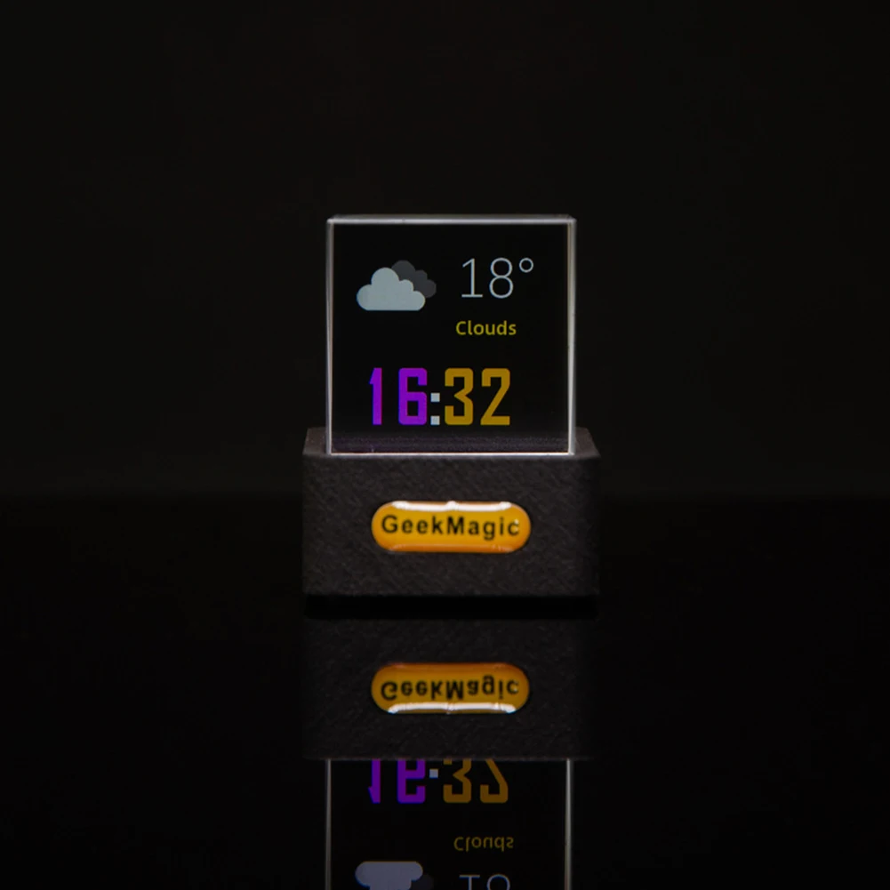 Crystal Cube Photo Display Holographic Desktop Smart Weather Station Digital Clock with GIF Animations Album for Desktop Decor