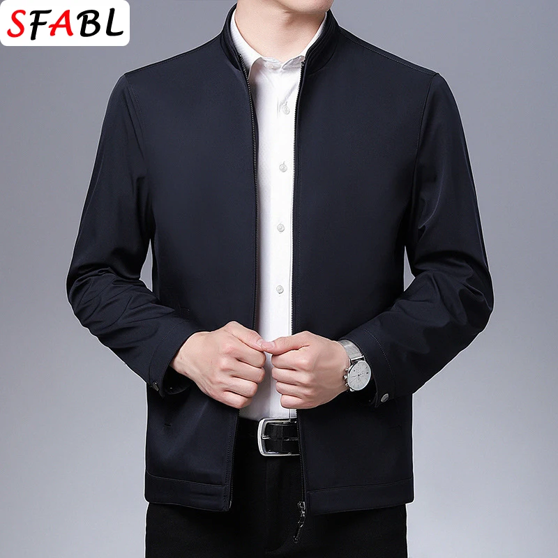 Solid Quality Men's Jacket Business Casual Luxury Blazer for Men Zipper Jacket Office Dress Coat Spring Autumn New Outerwear 3XL 4