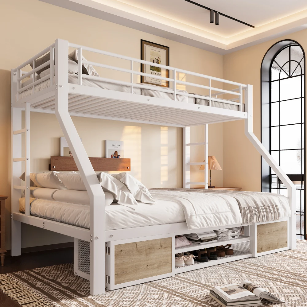 90 x 200 cm, 140 x 200 cm, Schlafzimmer-Etagenbett, mit Schuhschrank und Aufbewahrungsfächern, Sicherheitstüren, Leiter (ohne Matratze) – Detail 28