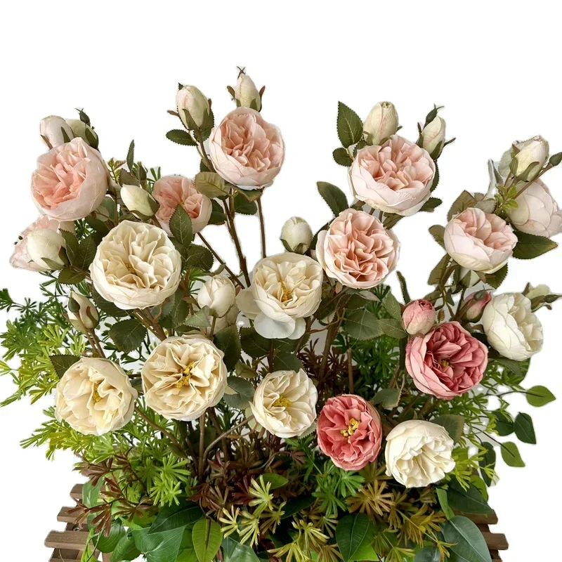 

Flower Bouquets Fake Roses Artificial Silk Bulk For Vase Vintage Wedding Home Boho Bridal Bridesmaid Realistic Flower Pa