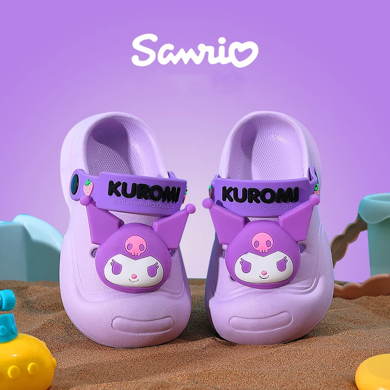 

Детские тапочки Kuromi Sanrio Cinnamoroll, Мультяшные милые уличные пляжи, милые сандалии для ванной, Нескользящие игрушки, подарки для девочек