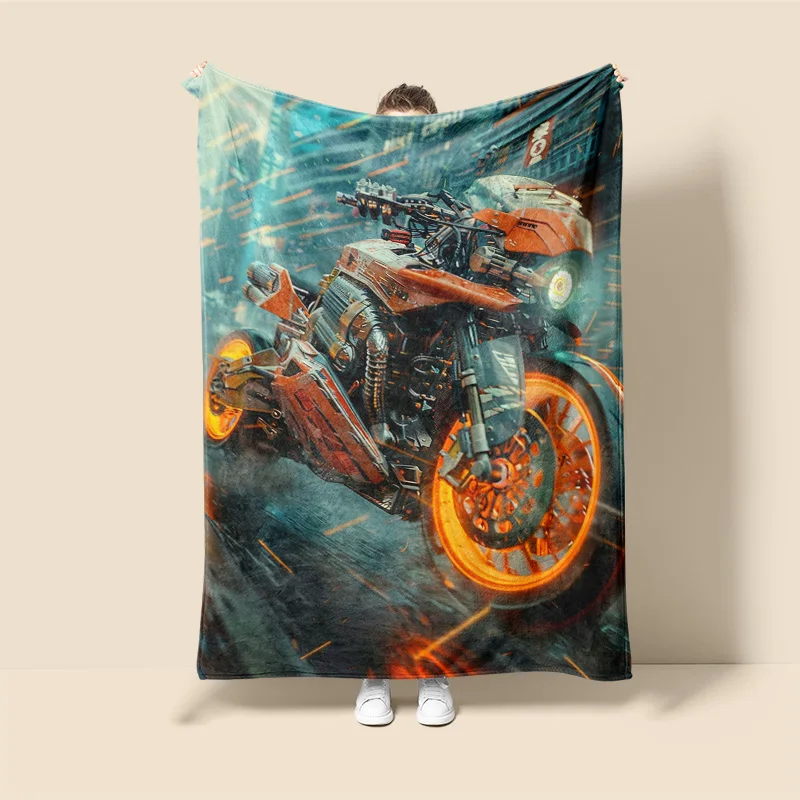 Car Illustration Blanket Warm Sofa Bed Blanket Bedroom Home Office Nap Cover Blanket Machine Washable Home Decoration 5