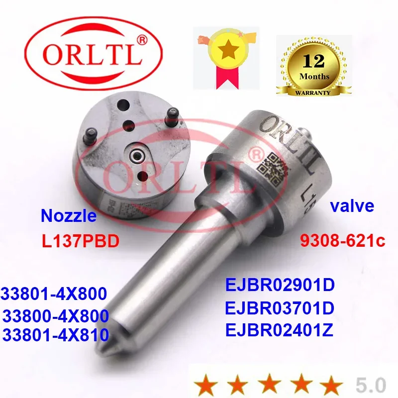 

ORLTL New Injector Repair kits (7135-661) Nozzle L137PBD + valve 9308-621c for Delphi EJBR02901D EJBR03701D EJBR02401Z