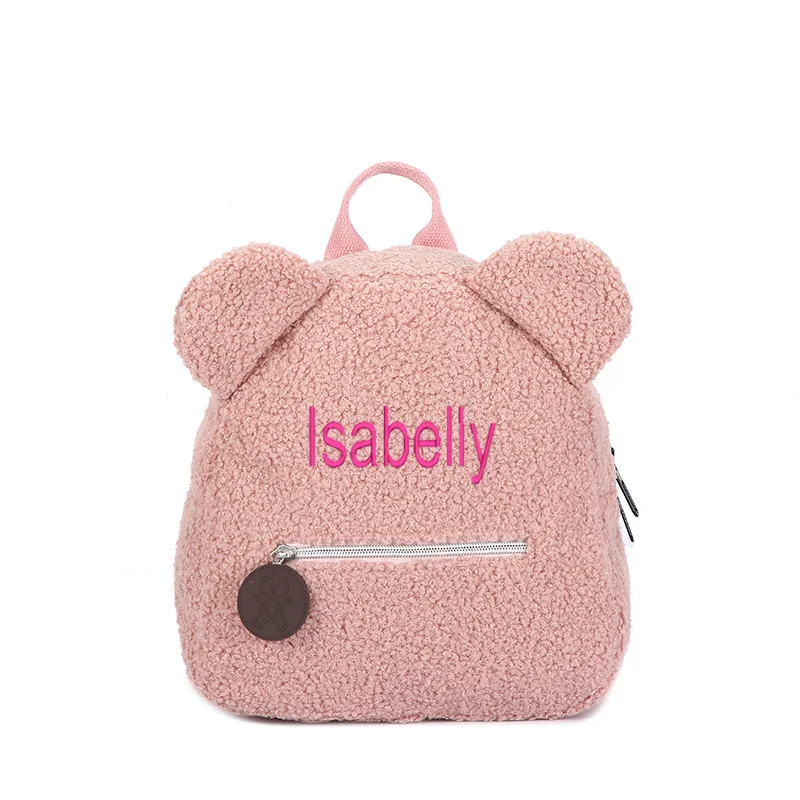 Personal isierte bestickte Kleinkind Rucksack Tasche leichte Plüsch Bär Tasche Kinder benutzer definierte Name Rucksack Geschenk für Jungen Mädchen Damen