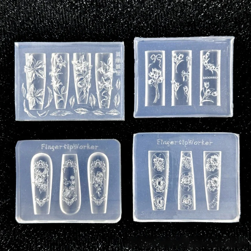 꽃 장미 튤립 실리콘 네일 아트 몰드 DIY 네일 장식 액세서리 네일 살롱 매니큐어 도구