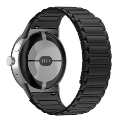 Soft Silicone Magnetic Strap Wristband Replacement Accessory for Pixel Watch 3 45mm (Balck Black - B)
