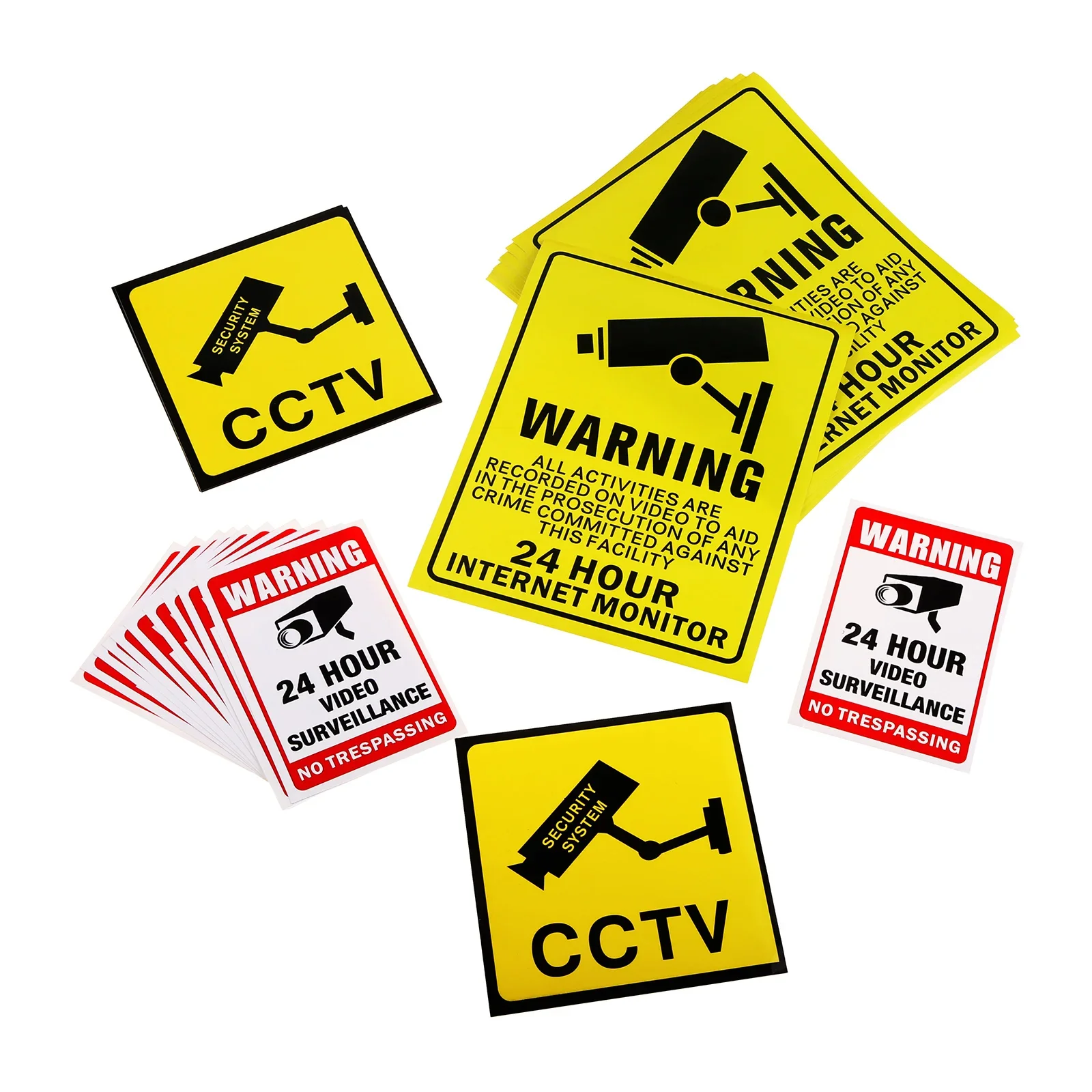 10pcs/set Stickers 24 Hour Video Surveillance Security Warning Recorder Monitor Self-adhesive Safe Sign Home Office Public Area