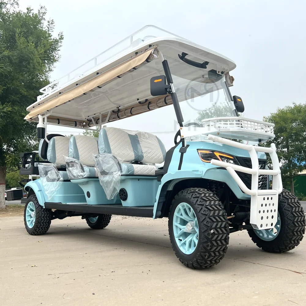 8 Seat 48V 72V 150W Solar Panel Trolley Lithium Battery 14 Inch Tire Electric Golf Cart Dune Buggy Off-Road Golf Cart
