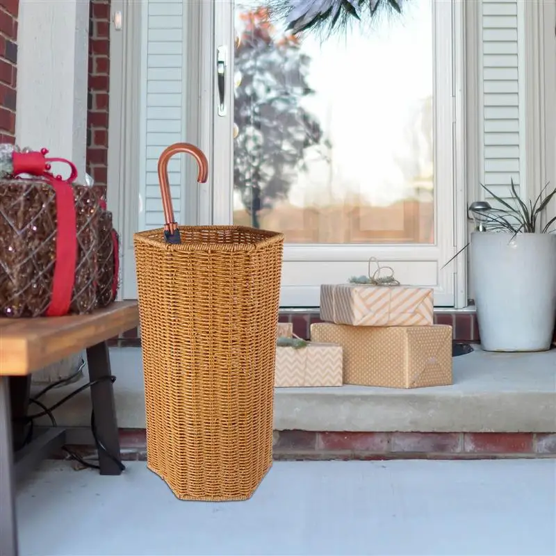 Umbrella Holder NEW Wooden Umbrella Bucket Stand Hotel Vinegar Walking Stick Wicker Shelf Stands for Entryway Outdoor SpaceSaving Holder Office