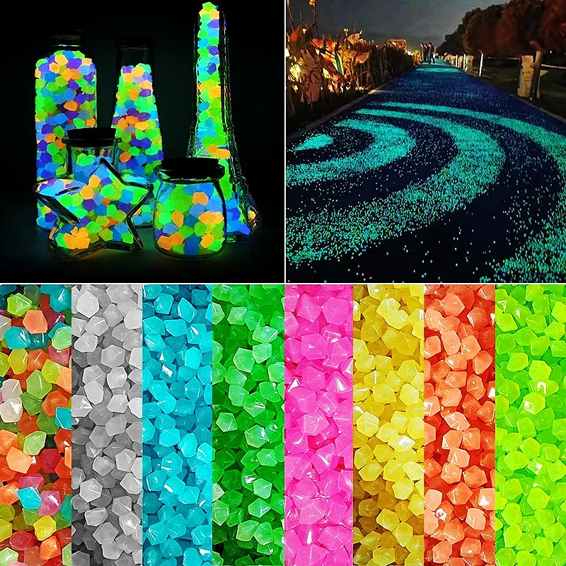 Description Picture 2 of itemOutdoor Luminous Stones Glow In Dark Garden Pebbles Fish Tank Decoration Pebble Rocks Aquarium Mix Color Gardening 100/200pcs