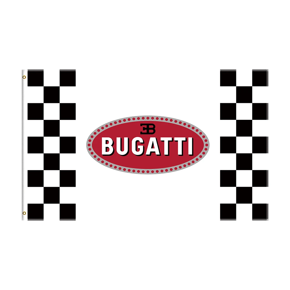 

3x5 Ft BUGATTI logo Flag Polyester Printed Racing Car Banner For Decor