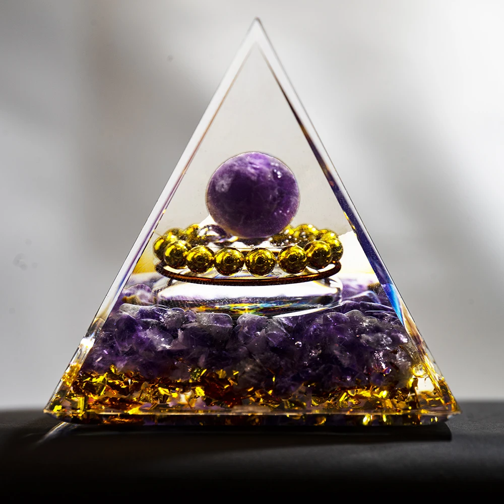 Natürliche Quarz kristall Energie pyramide Peridot Amethyst Reiki Heilung Kristall Chakra Harz Pyramide Meditation Werkzeug Raum dekor