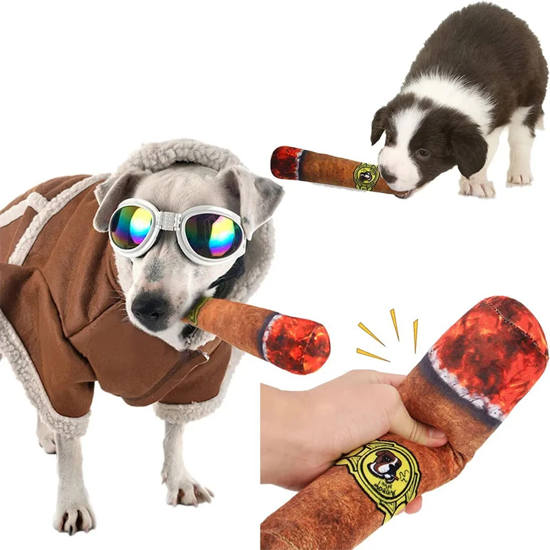 1pcs Pet Squeaky Toy Dog Joke Prank Toys Novelty Fake Cigarettes Cigar