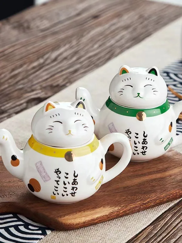 Creative Japanese Sle Cerc  Fortune Teller Tea Set with Stainl Steel Tea Pot And Two Cups Ideal for Opening Ceremony