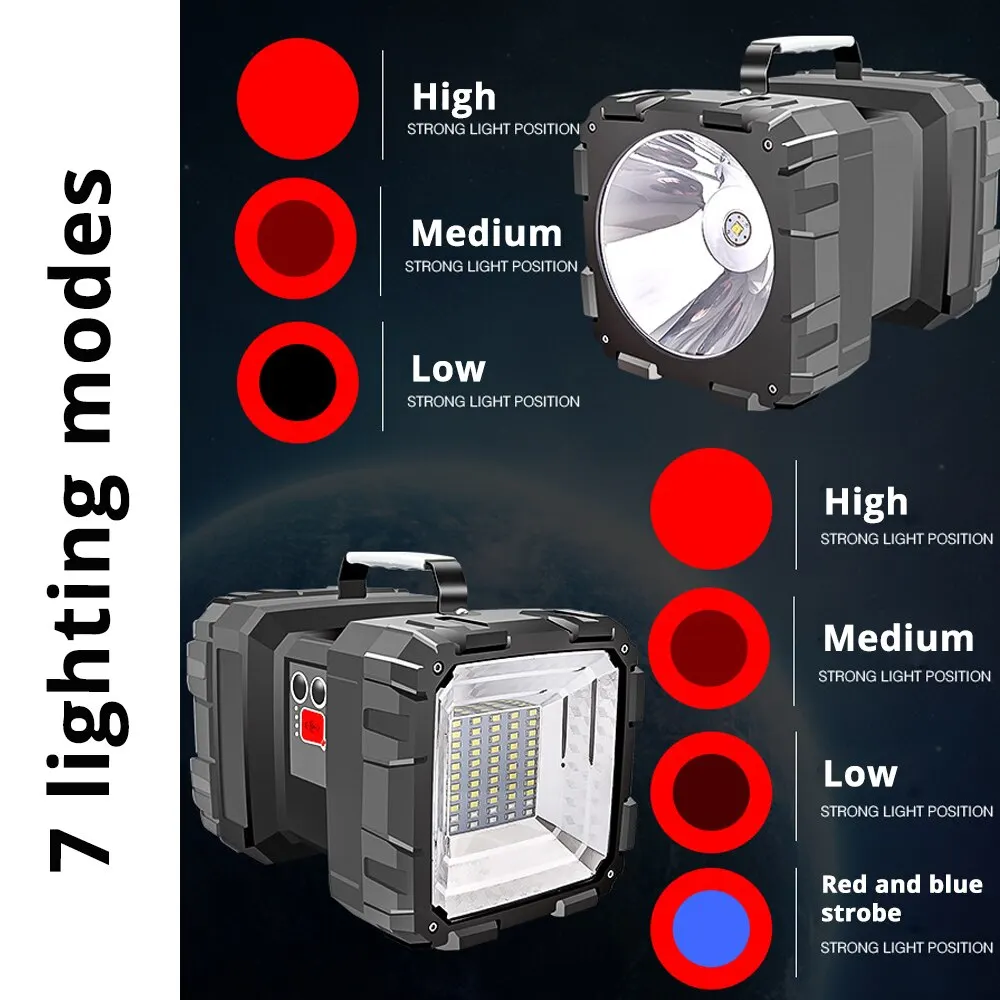 Camping High Power Led Flashlights Rechargeable Spotlights Searchlight Double Head With Powerful Lamp Bead Waterproof led flashlight