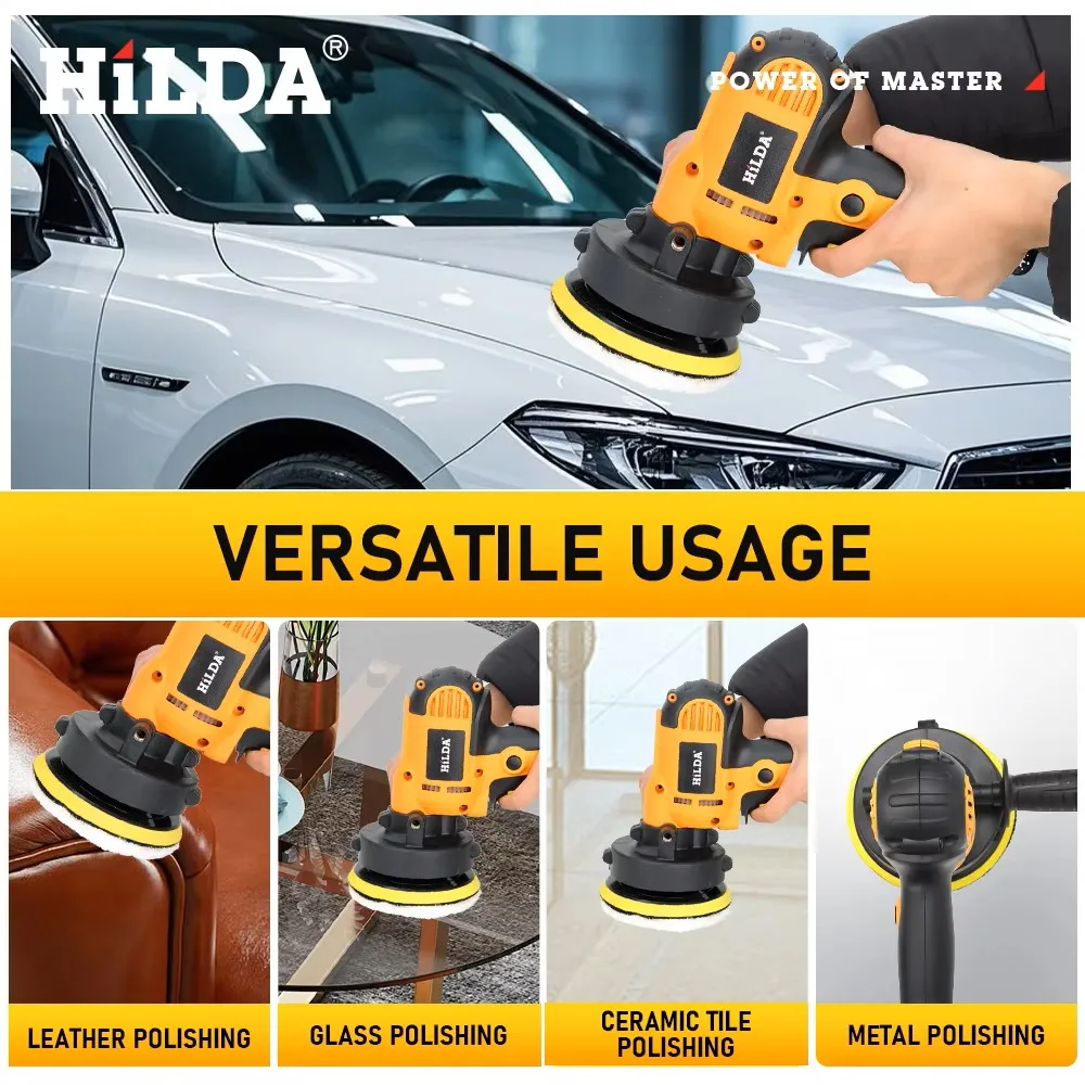 HILDA Electric Car Polisher Car Beauty Waxing Machine  Adjustable Speed Sanding Waxing Tools Automotive Polishing Scratch Repair 6