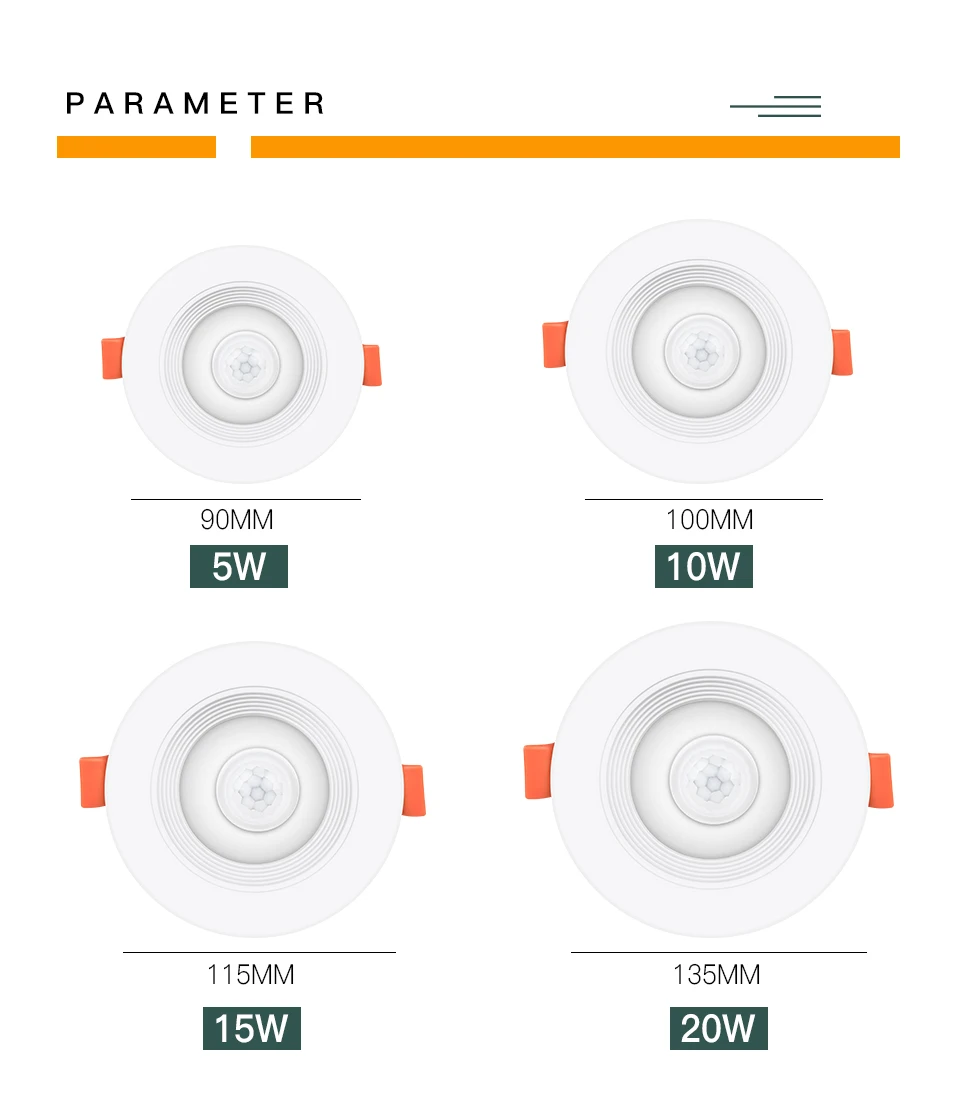 PIR Motion Sensor Ceiling Lights 20W 5W 10W 15W Recessed Stairs LED Downlight Smart Home 90-260V