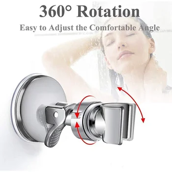 도금 무펀치 고정 소켓 베이스, 360 ° 조절 가능, 핸드헬드 샤워 헤드, 샤워 거치대, 샤워 헤드 레지, 욕실 액세서리