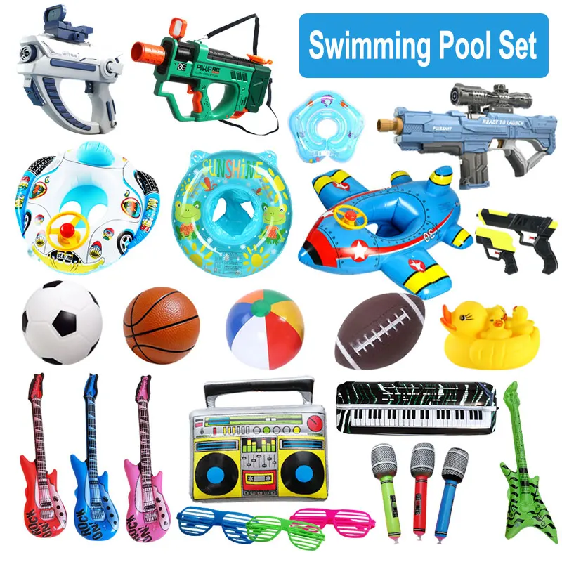 Summer Children Swimming Pool Toy For Kid Inflatable Swimming Ring Balls Beach Inflatable Toy For Pool Accessory Set Water Gun