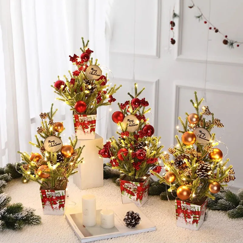 

Gifts Party Christmas Tree Balls Supplies Crafts Toys Village Europe Cute Scene Christmas Tree Small Natal Navidad Home Product