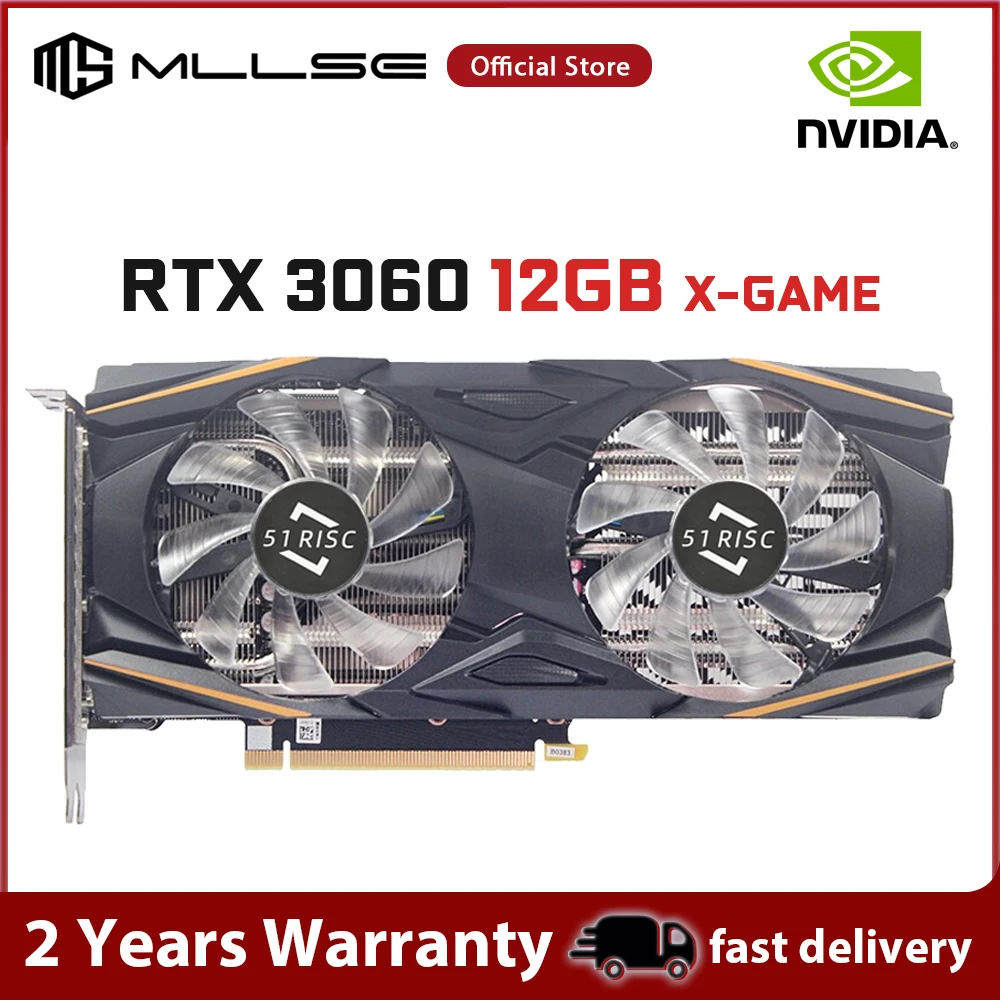  Новая видеокарта MLLSE RTX 3060, 12 Гб, X-GAME NVIDIA GPU Samsung GDDR6 4,0 бит, DP * 3 PCI Express 3060x16 rtx, видеокарта 12 Гб