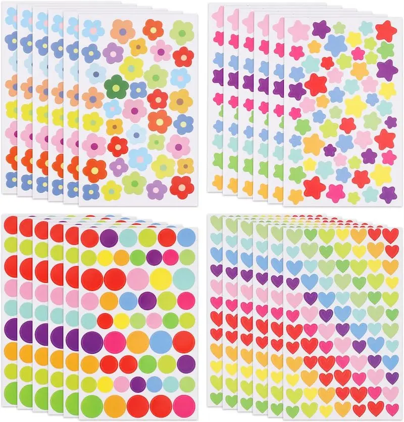 

10-40sheet Reward Stickers for Children Colorful Flower Star Heart Dot Behavior Chart Scrapbook Sticker Student Teacher Supplies