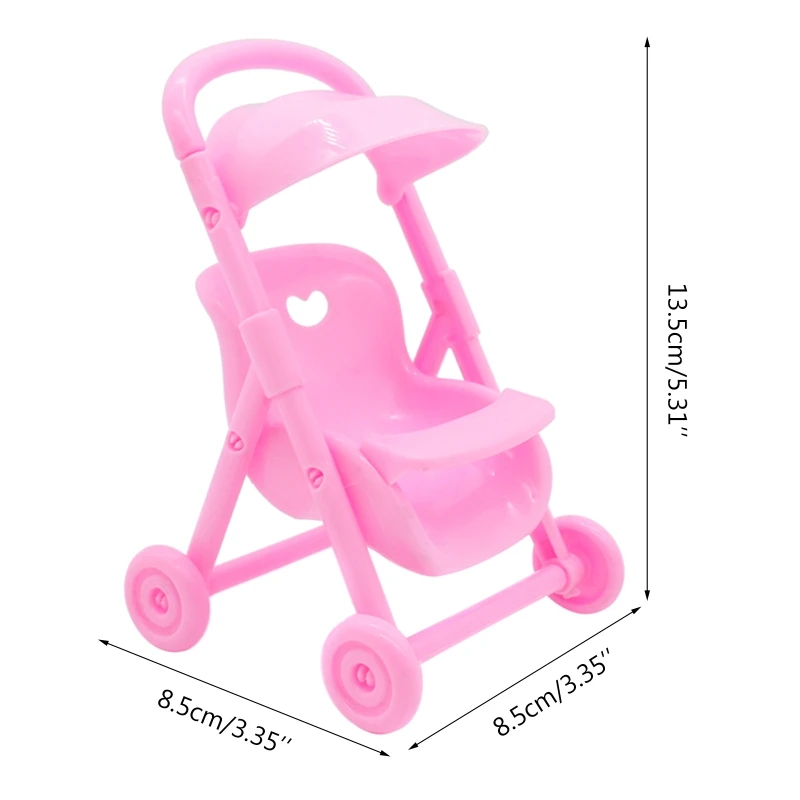 Mini Baby for Doll Stroller Trolle Toy Simulation Push Cart Pushchair Children Role Playing Game for Dollhouse Nursery D images - 6