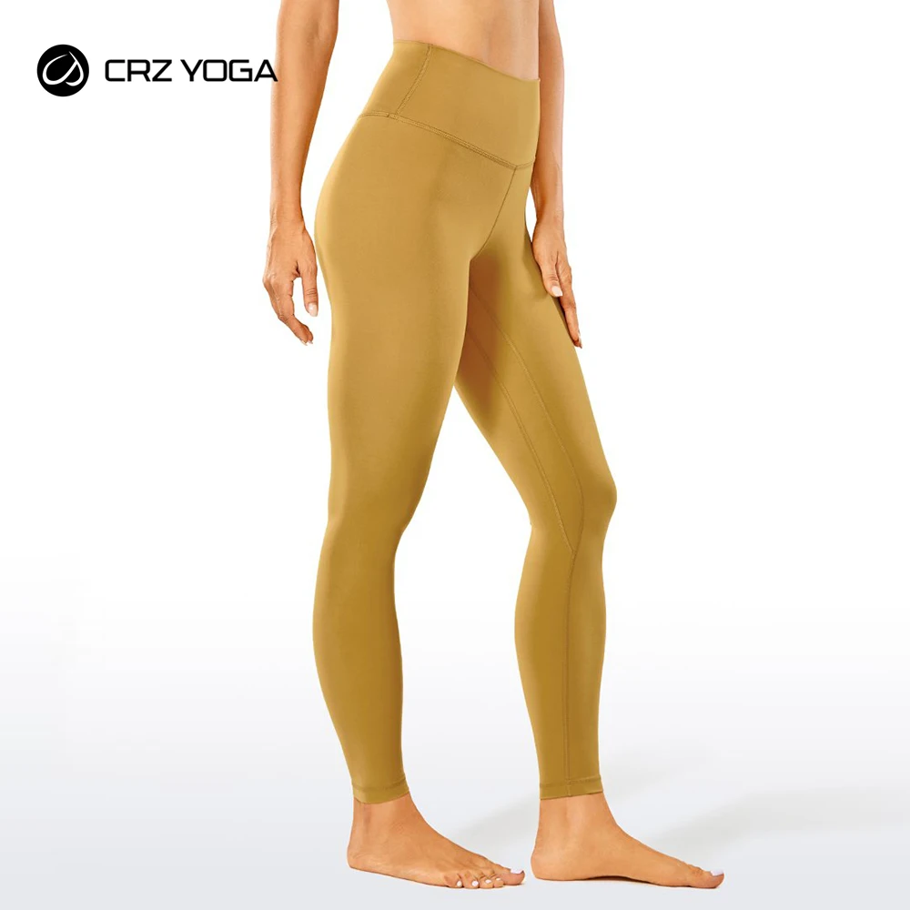 CRZ YOGA Womens Naked Feeling Soft Yoga Pants 25 Inches Brushed Yoga Leggings High Waisted Workout Tights