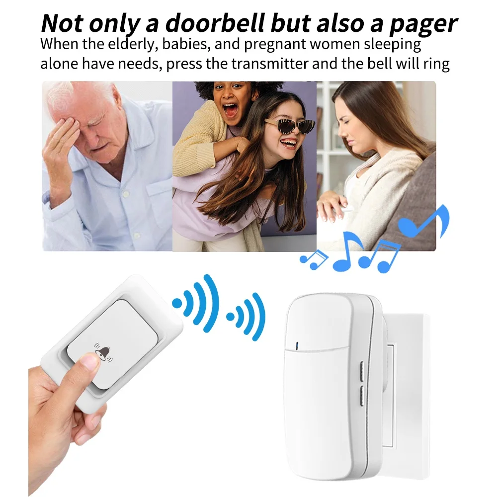 Outdoor Wireless Doorbell Waterproof House Chime Kit 300M Remote EU UK US Plug Home Remote Welcome My Melody Door Bell